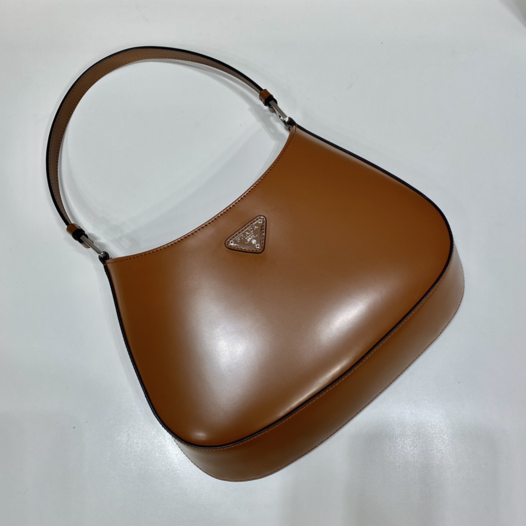 Prada Cleo Brushed Leather Shoulder Bag Tobacco 1BC499